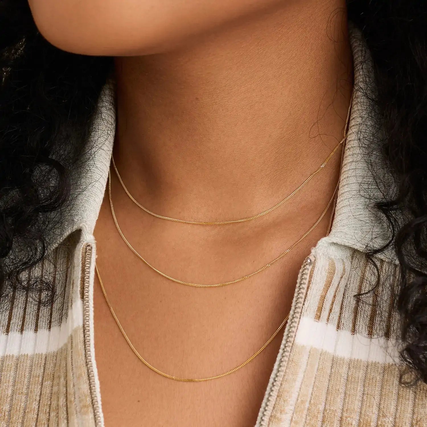 Gold Dainty Baby Curb Chain by Anti Spier