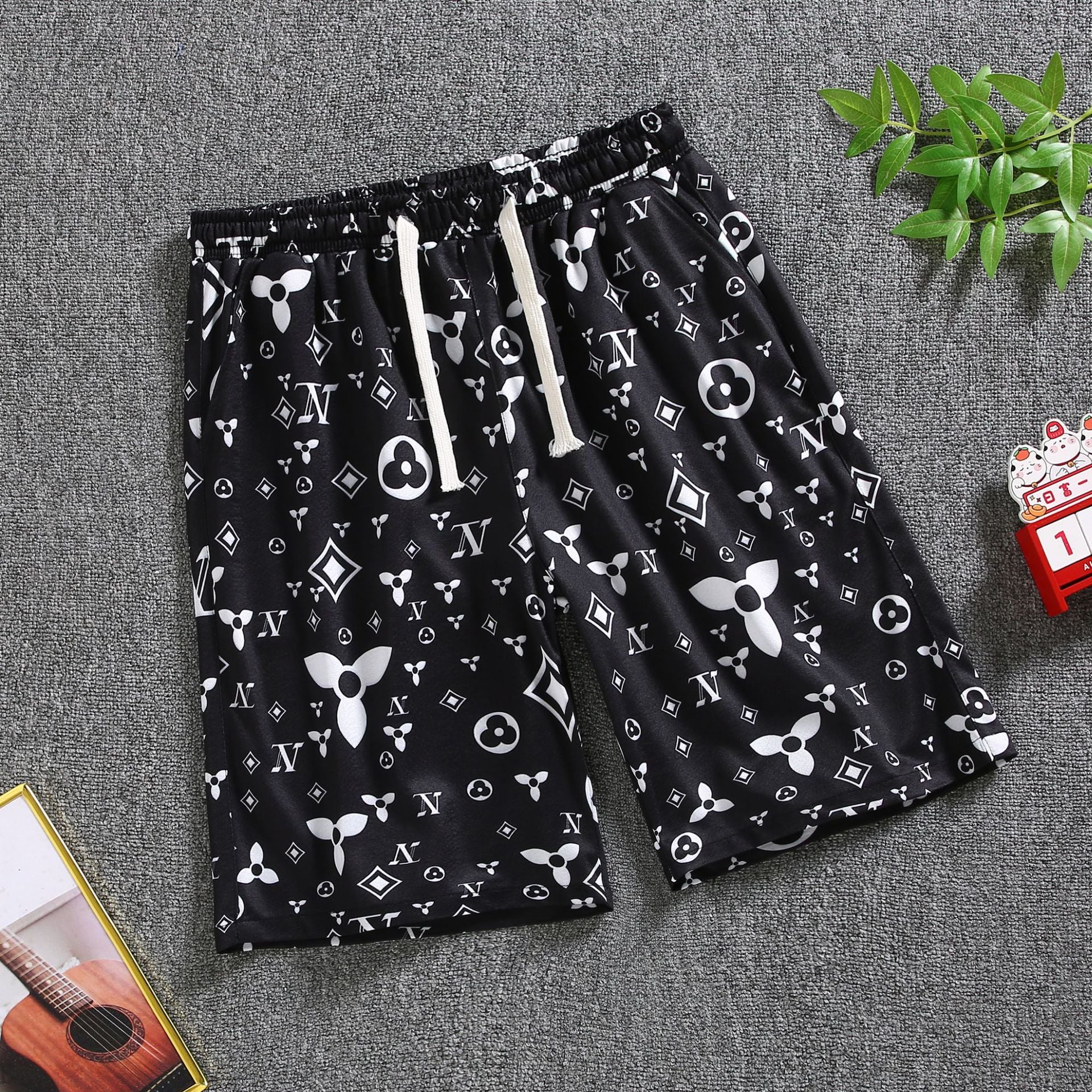 Quarter pants Men's summer beach pants Men's casual running shorts Men's 5 straight leg pants trend by Hypersku