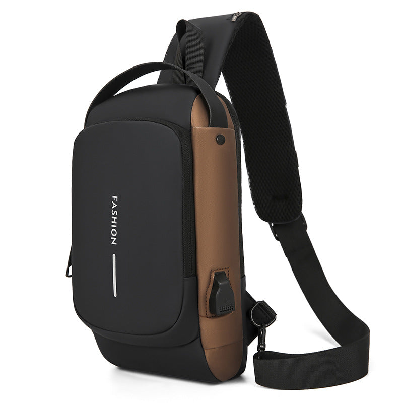 Password lock anti-theft chest bag, men's motorcycle bag, outdoor anti-theft single-shoulder crossbody bag, usb charging chest bag by Hypersku