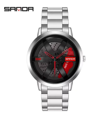 Men's 3D Car Wheel Sports Watch - Waterproof Quartz by Anti Spier