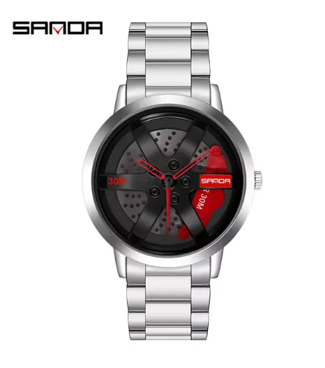 Men's 3D Car Wheel Sports Watch - Waterproof Quartz by Anti Spier