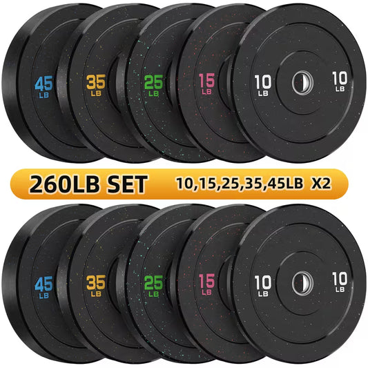 260lbs 2 Inch High Bounce Pro Bumper Plates, Weight Plates Set, Rubber Weight Plates, Steel Inserts - High Bounce Floor Protection For Home, Garage Gym, Multiple Weight Options by Anti Spier