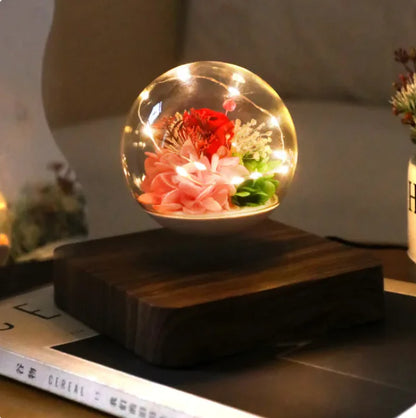 Home Desk Decoration Magnetic Levitation Perpetual Flower Ornament by Anti Spier