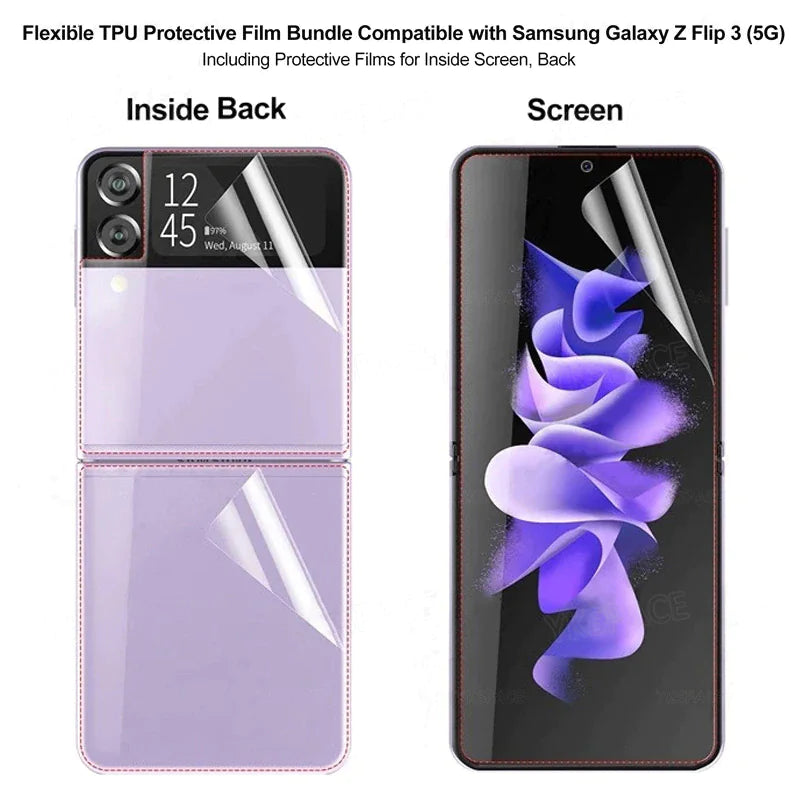 For Samsung Galaxy Z Flip 3 5G Soft Hydrogel Screen Protector Film/HD Lens Cover by Anti Spier