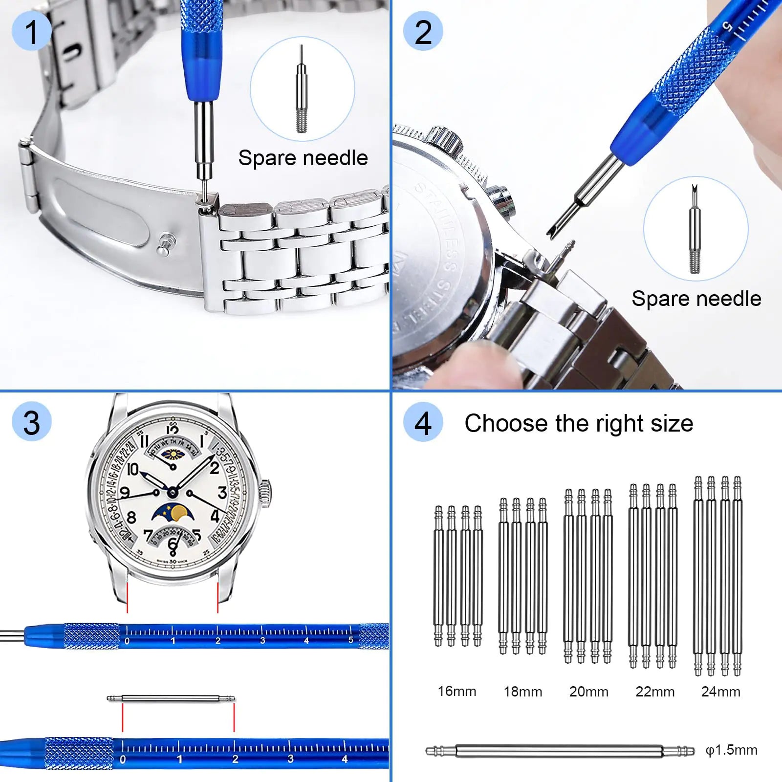 JOREST Watch Repair Kit, for Watch Battery Replacement & Watch Link Removal and Resizing & Watch Opener, Watch Repair Screwdriver Set, Watch Wrench Back Remover, Watch Cleaning, Spring Bar Tool by Anti Spier