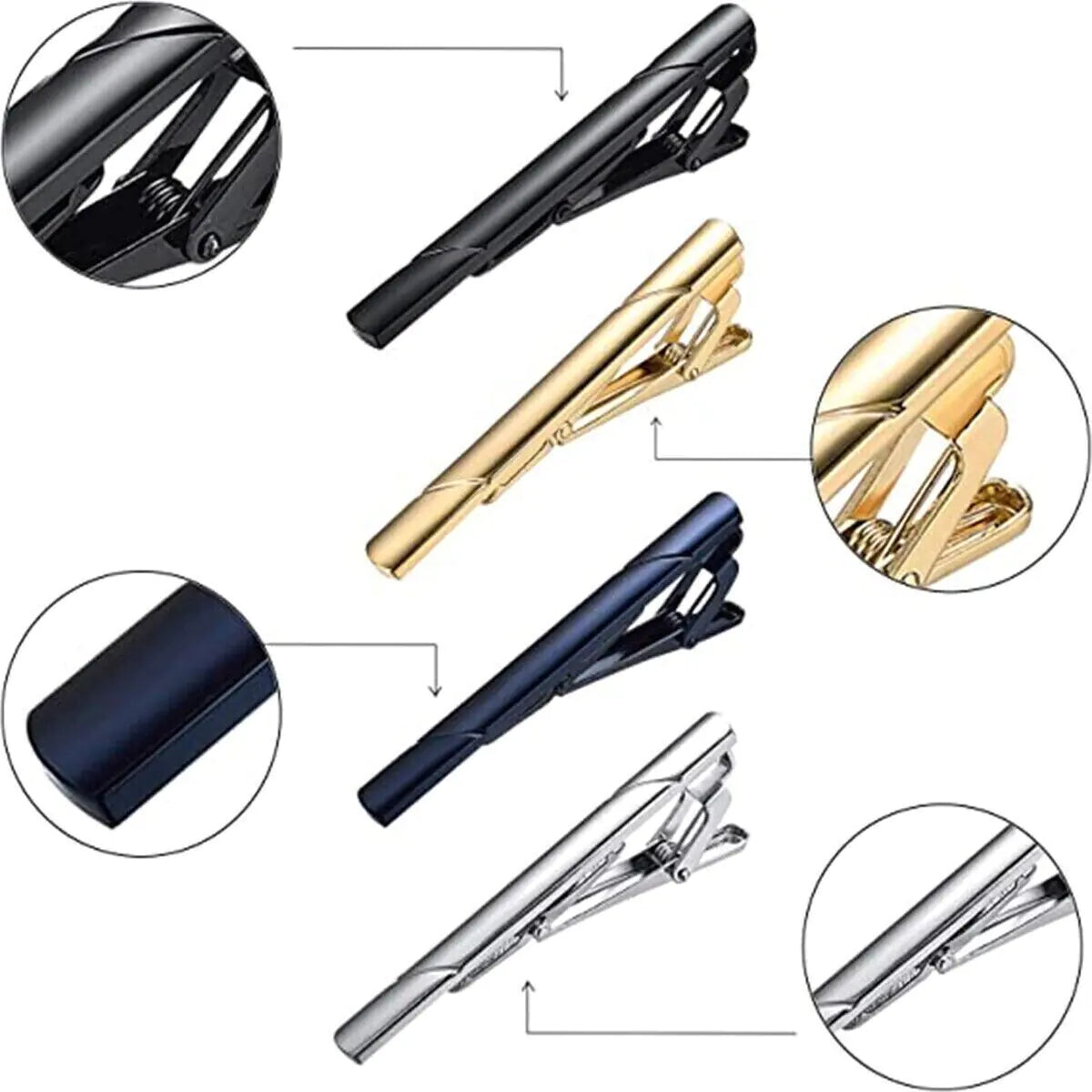 4PCS Mens Stainless Steel Tie Clip Necktie Bar Clasp Clamp Pin Gold Black Silver by Anti Spier