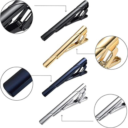 4PCS Mens Stainless Steel Tie Clip Necktie Bar Clasp Clamp Pin Gold Black Silver by Anti Spier