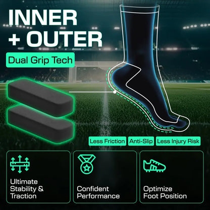 Lux Dual Grip Socks - Soccer Grip Socks for Men and Women. GripArray™ Performance & Comfort - Anti-Slip Grip Socks for Soccer Large White (2 Packs) by Anti Spier