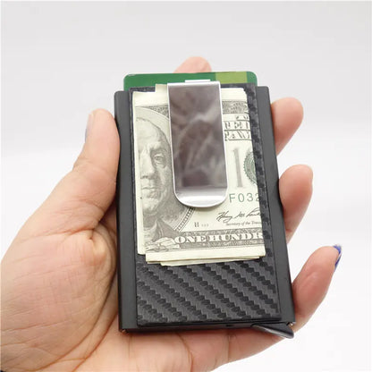 Aluminum Alloy RFID Wallet with Carbon Fiber Card Case by Anti Spier