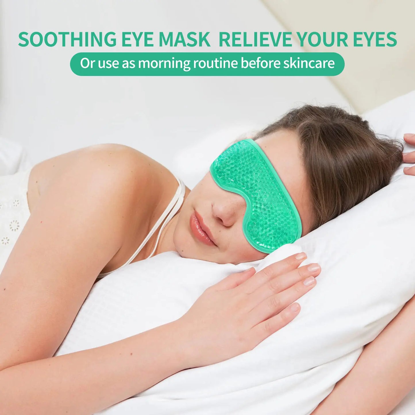 2PCS Gel Eye Mask Reusable Hot Cold Therapy Gel Bead Eye Mask for Puffiness /Dark Circles/Eye Bags /Dry Eyes/Headaches/Migraines/Stress Relief, Cooling Eye Mask Hot/Cold Compress Eye Mask (Green) Green by Anti Spier