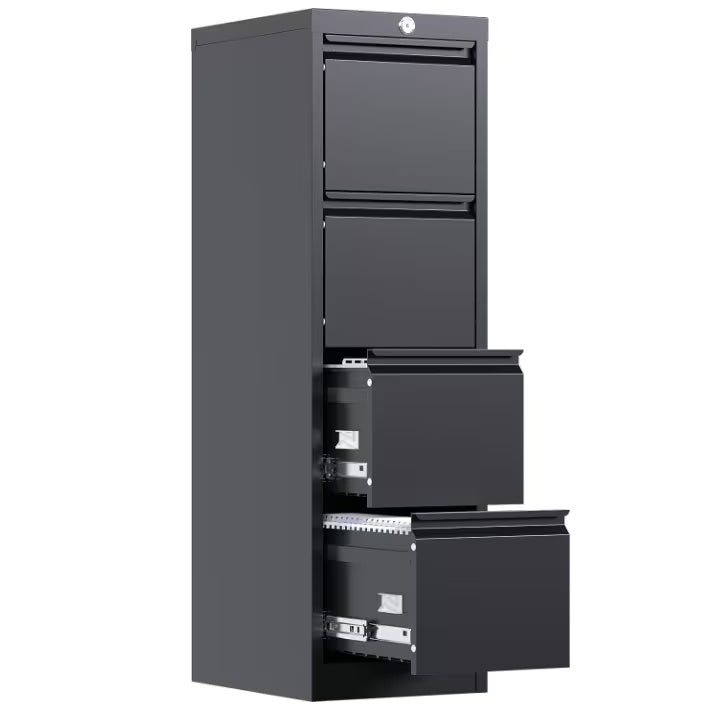 4 Drawer File Cabinet, Metal Vertical File Storage Cabinet With Lock, Office Home Steel File Cabinet For A4 Letter Legal Size, 14.96inch W X 17.72inch D X 52.36inch H, Assembly Required Black by Anti Spier