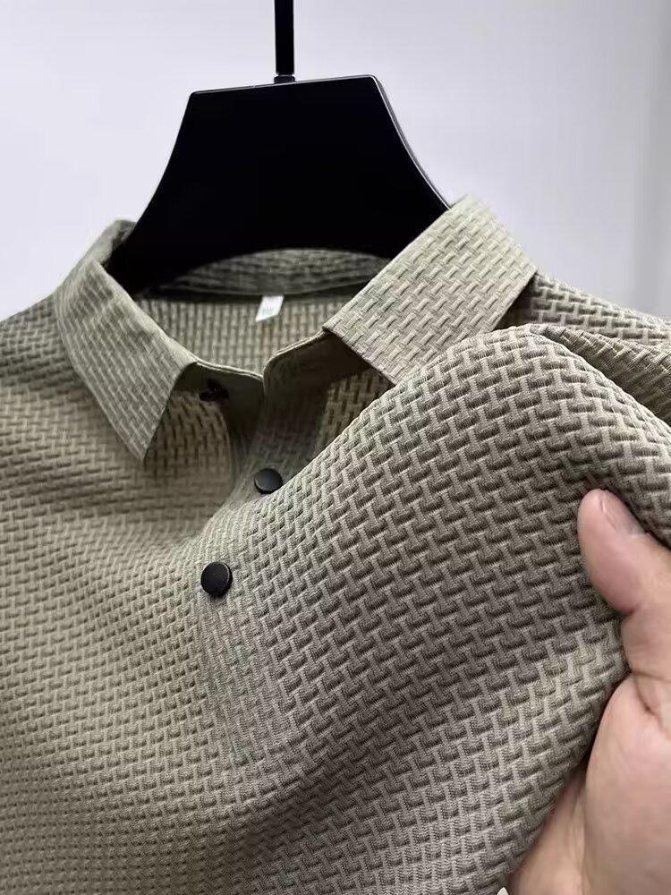 Retro polo shirt for men, versatile in summer, solid-color collared half-sleeve shirt top, trendy short-sleeved shirt by Hypersku