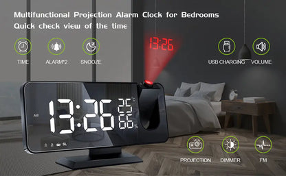 LED Projection Digital Alarm Clock Phone Charger by Anti Spier