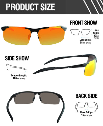DUCO Mens Sports Polarized Sunglasses UV Protection Sunglasses for Men 8177s Black Frame Orange Lens by Anti Spier