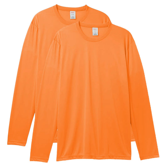 Hanes Sport Performance Long Sleeve T-Shirt, Performance Athletic Shirt, 2-Pack Large Safety Orange by Anti Spier
