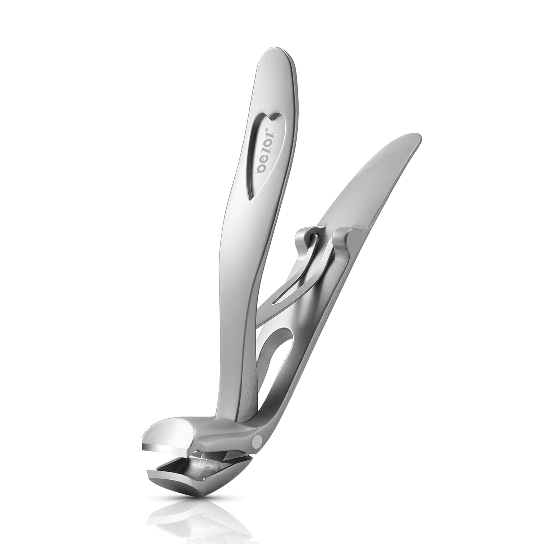 BEZOX Angled Head Nail Clippers for Seniors - Ergonomic Toenail Clipper for Thick Nails, Premium Steel Nail Cutter Trimmer with Catcher for Men and Women - Silver Small Sand Silver by Anti Spier