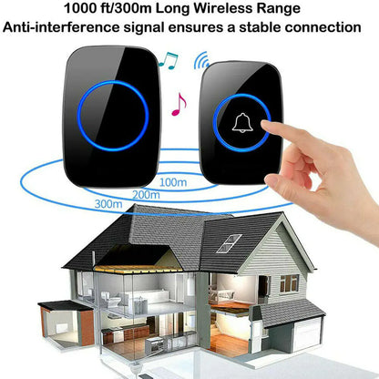 Wireless Doorbell Chime Waterproof Plugin Receiver Adjustable Volume 1000FT Kit by Anti Spier