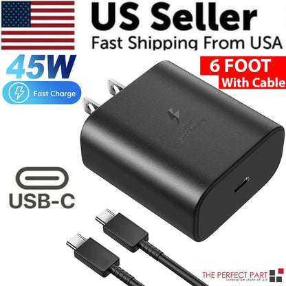 45W USB-C Super Fast Wall Charger + 6FT Cable For Samsung Galaxy S20 S21 S22 S23 by Anti Spier