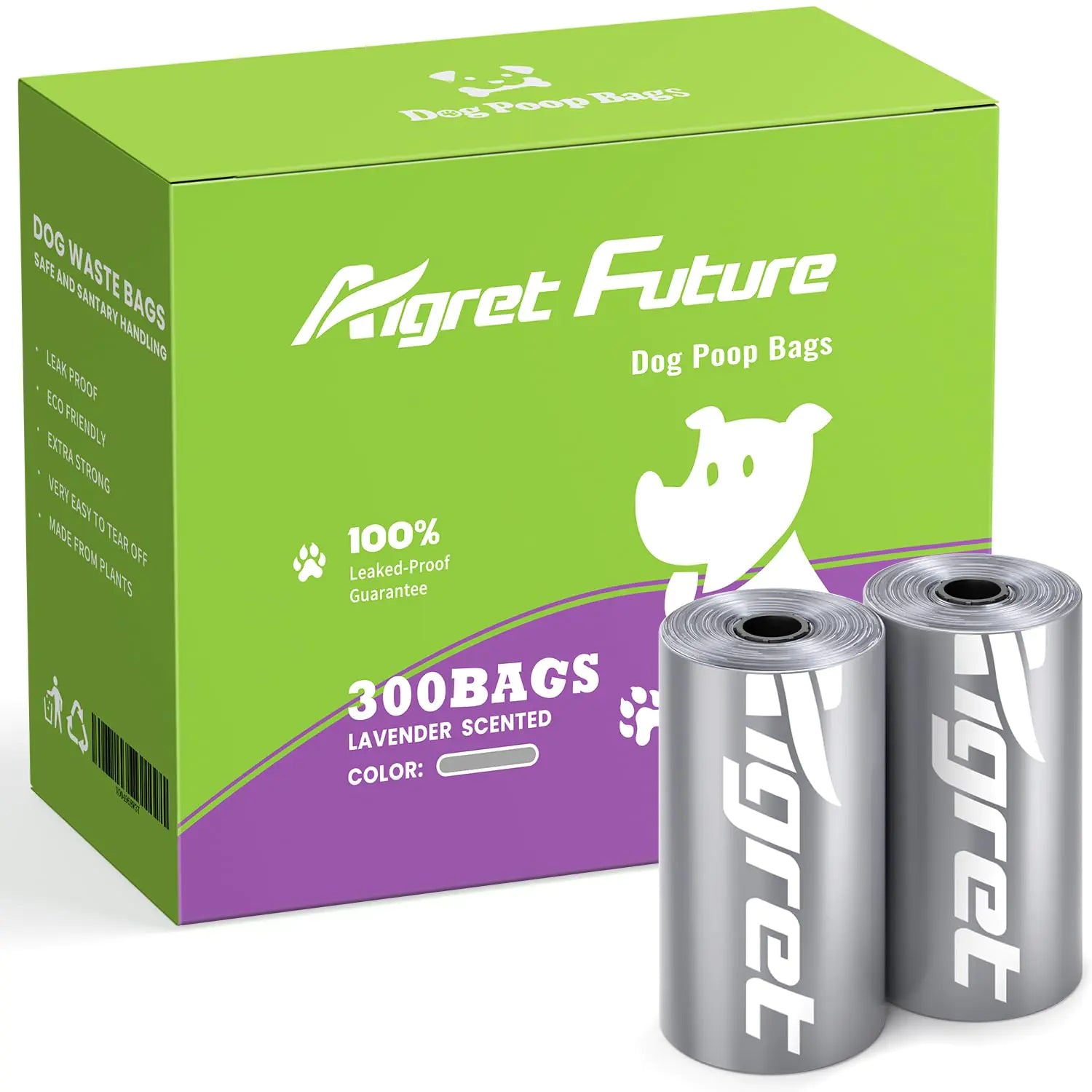 Aigret Future Dog Poop Bags Rolls Doggy Poop Bags 300 Counts 13”x 9” Leakproof and Extra Thick Pet Waste Bag For Dogs by Anti Spier