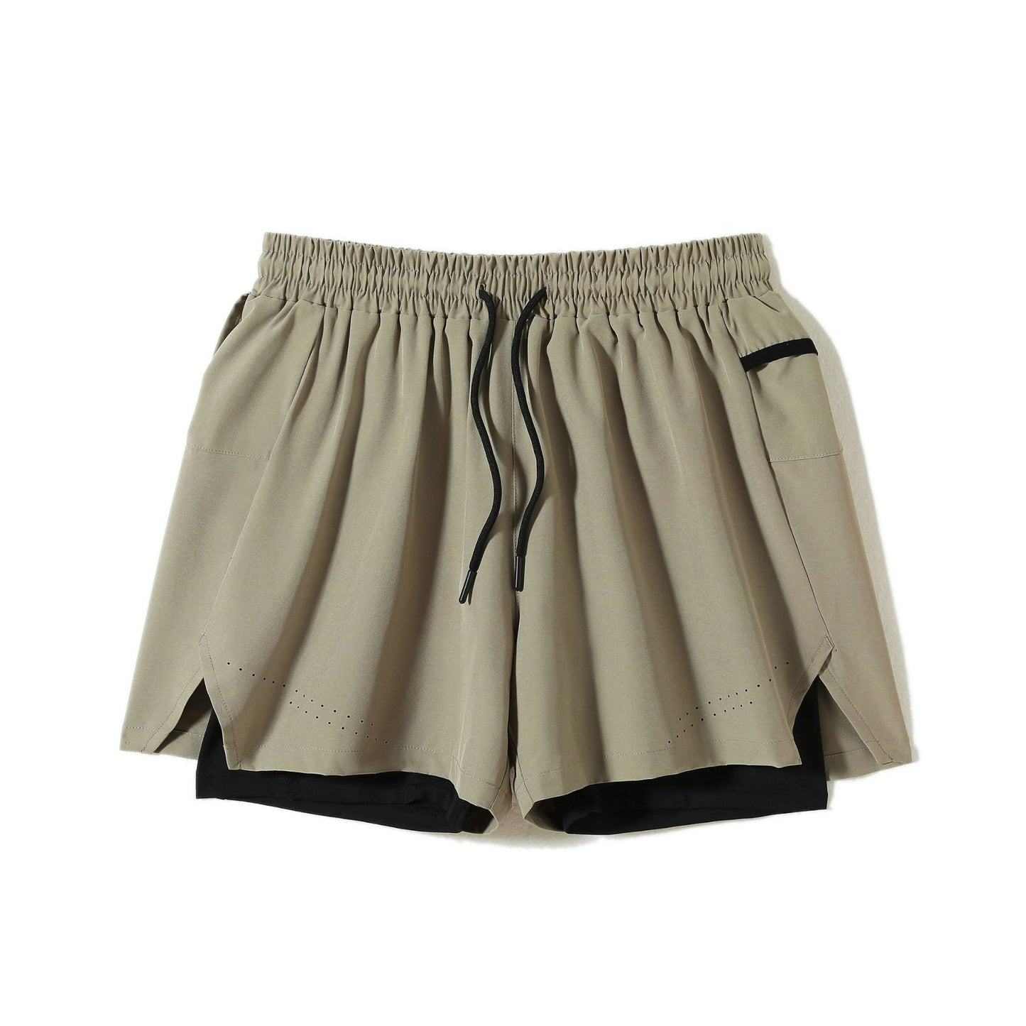 Double-layer sports shorts Men's summer outdoor sports running five-quarter pants Breathable quick-drying pants Fitness wear men's shorts by Hypersku