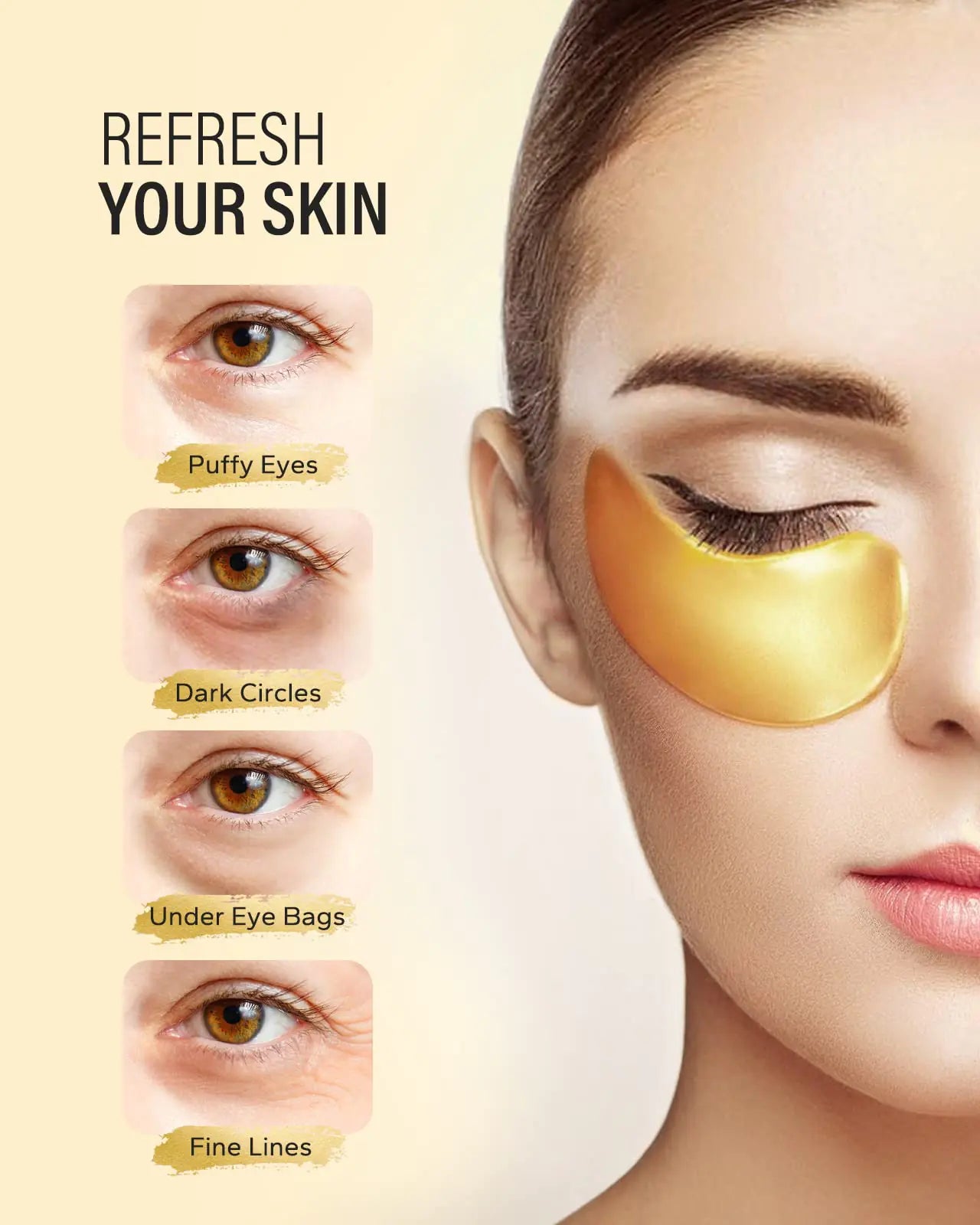 24k Gold Under Eye Patches (50 Pairs), eye mask, Collagen Skin Care Products, Eye Patches for Puffy Eyes, eye masks for dark circles and puffiness 1 Count (Pack of 50) by Anti Spier