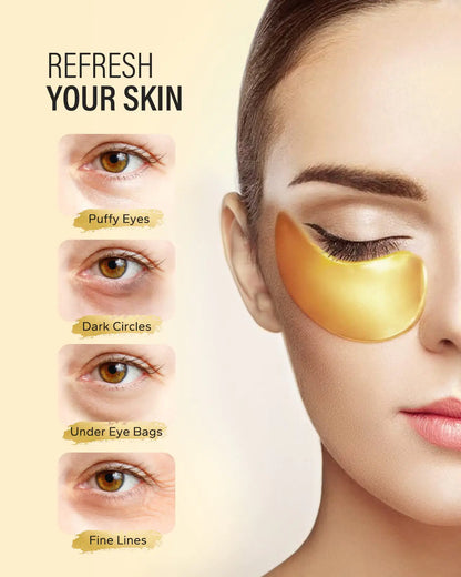 24k Gold Under Eye Patches (50 Pairs), eye mask, Collagen Skin Care Products, Eye Patches for Puffy Eyes, eye masks for dark circles and puffiness 1 Count (Pack of 50) by Anti Spier