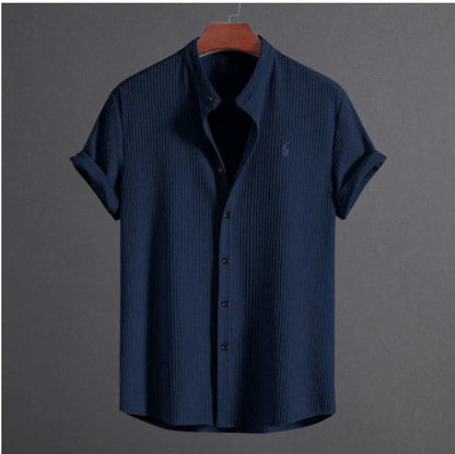 Men's summer new men men's short sleeve solid color men's shirt top by Hypersku