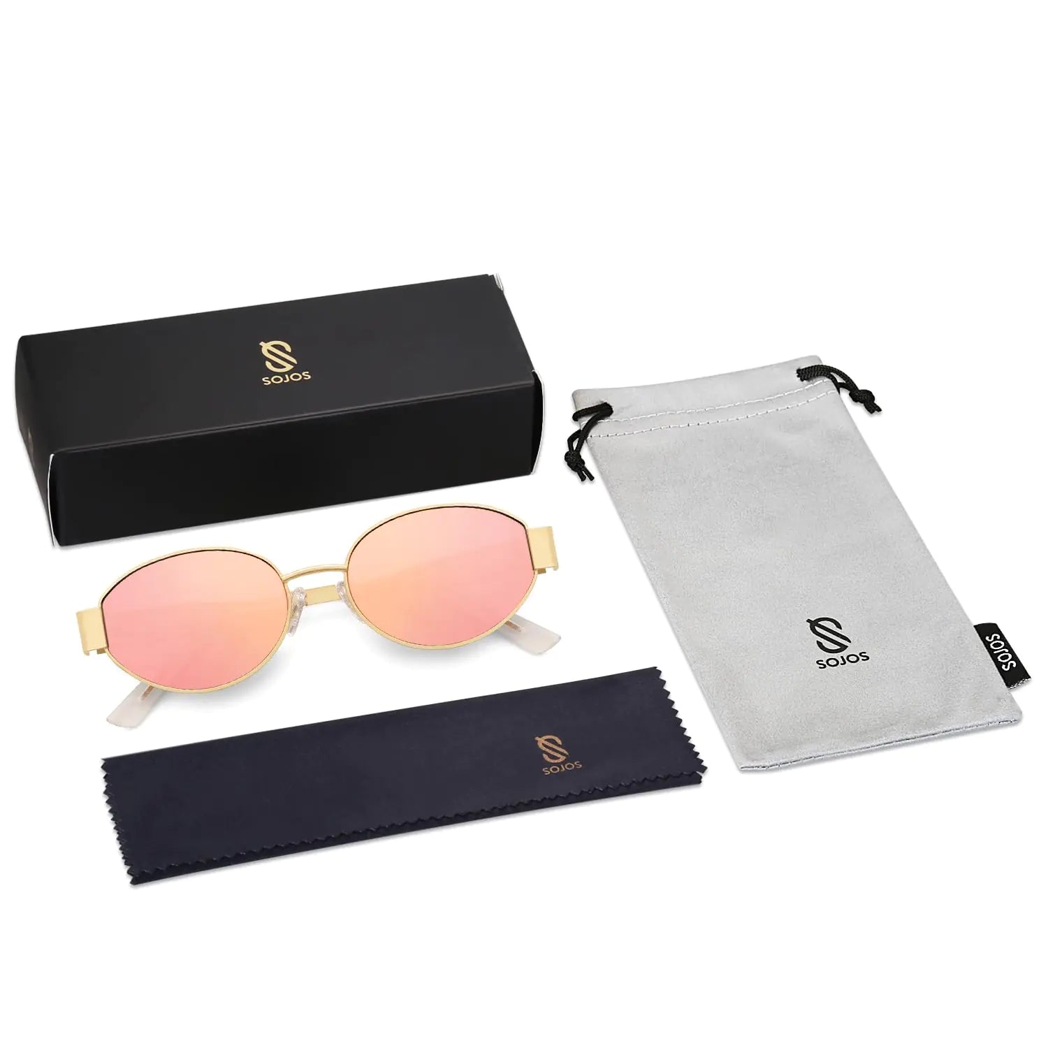 SOJOS Retro Oval Sunglasses for Women Men Trendy Sun Glasses Classic Shades UV400 Protection SJ1217 Gold/Grey by Anti Spier