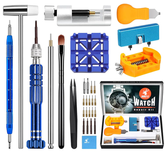 JOREST Watch Repair Kit, for Watch Battery Replacement & Watch Link Removal and Resizing & Watch Opener, Watch Repair Screwdriver Set, Watch Wrench Back Remover, Watch Cleaning, Spring Bar Tool by Anti Spier