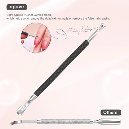 Cuticle Pusher Nail Polish Remover Stainless Steel Manicure Tool Set Gel Nail Polish Peeler Scraper Nail Cleaner Pedicure Kit for Fingernail and Toenail, opove P1, Matter Black… Buy X7 Get This 90% Off by Anti Spier