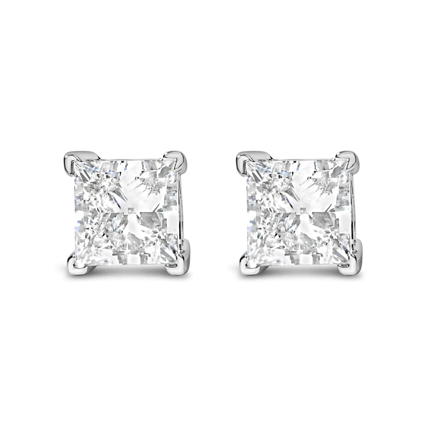 14K White Gold Princess Cut Lab-Grown Diamond Solitaire Stud Earrings (F-G Color, VS2-SI1 Clarity) by Anti Spier