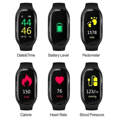 Smart Watch with Built-in TWS Wireless Bluetooth Earphone Blood Heart Rate Monitor by Anti Spier