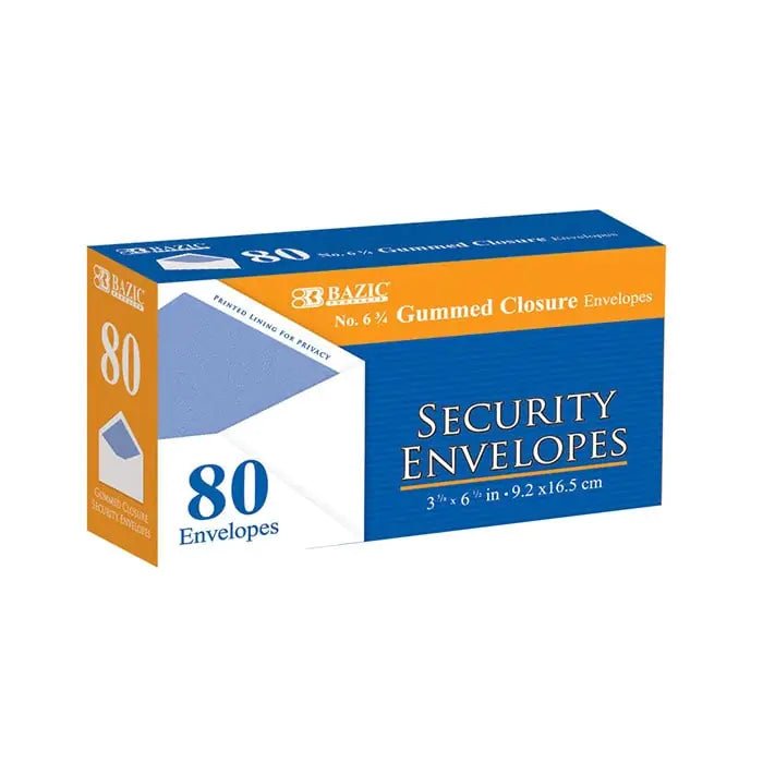 #6 3/4 Security Envelope w/ Gummed Closure (80/Pack) by Anti Spier