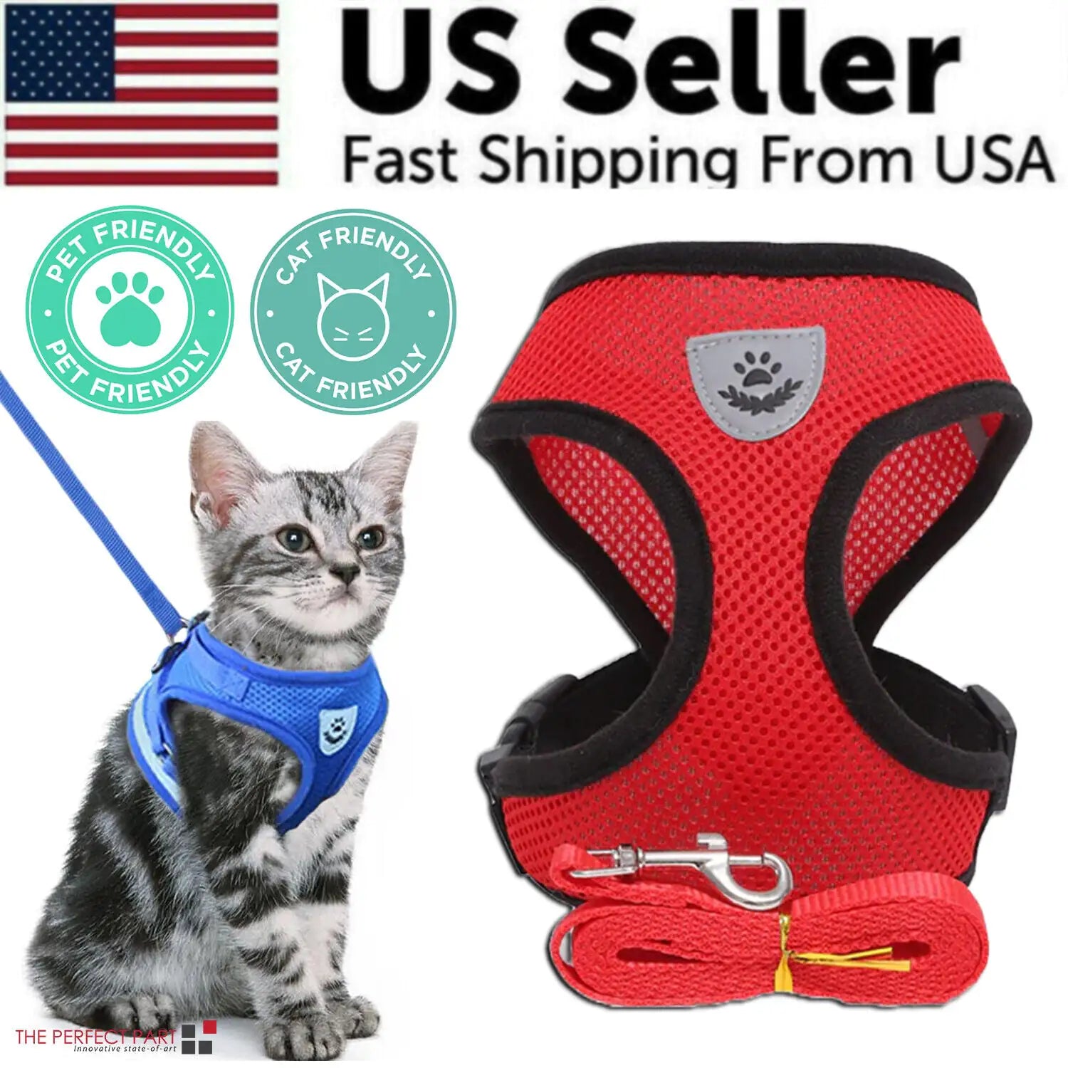 Cat Dog Pet Harness Adjustable Control Vest Dogs Reflective S M L XL Leash by Anti Spier