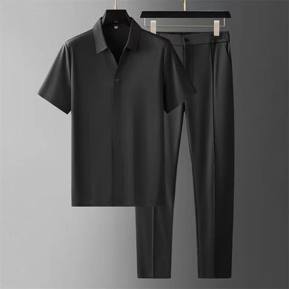 Ultra-thin high-end seamless laminated short-sleeved shirt for men's business and casual two-piece set by Hypersku