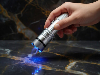 Silver Safety Flashlight Stun Shock Rechargeable Super Bright LED with Holster by Anti Spier