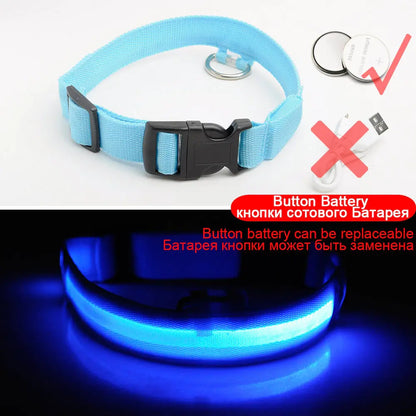 LED Dog Collar - Anti-Lost Rechargeable Safety Light-Up Collar for Night Walks by Anti Spier