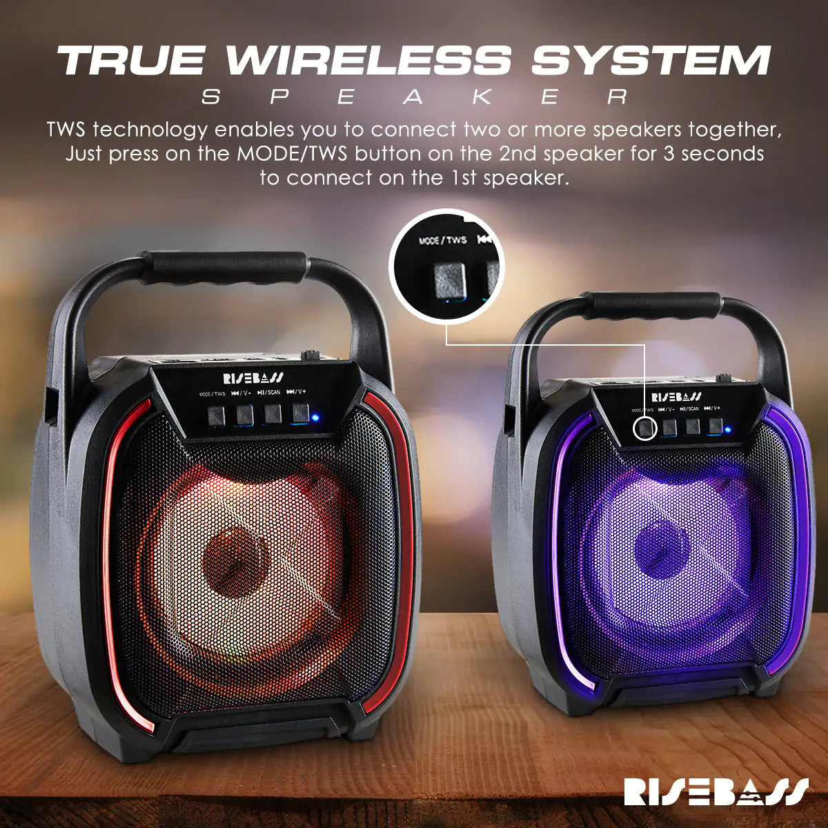 8" 600 watt Speaker - Portable Wireless Bluetooth Speaker with TWS Function by Anti Spier