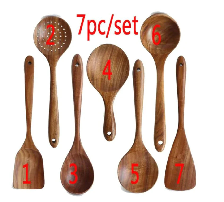 Essential Non-Stick Cookware & Wooden Spoon Set by Anti Spier