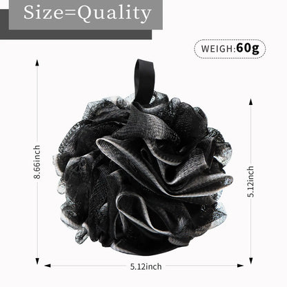 Bath Loofah Shower Sponge Body Back Scrubber Soft Mesh Shower Puffs Exfoliating Loofa for Women & Men Bath Accessories Cleaning Tool (4Pack 60G Black, Charcoal Black) 1 Count (Pack of 4) by Anti Spier