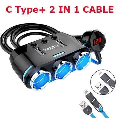 12V-24V Car splitter Cigarette Lighter Socket Plug Dual USB Charger Adapter by Anti Spier