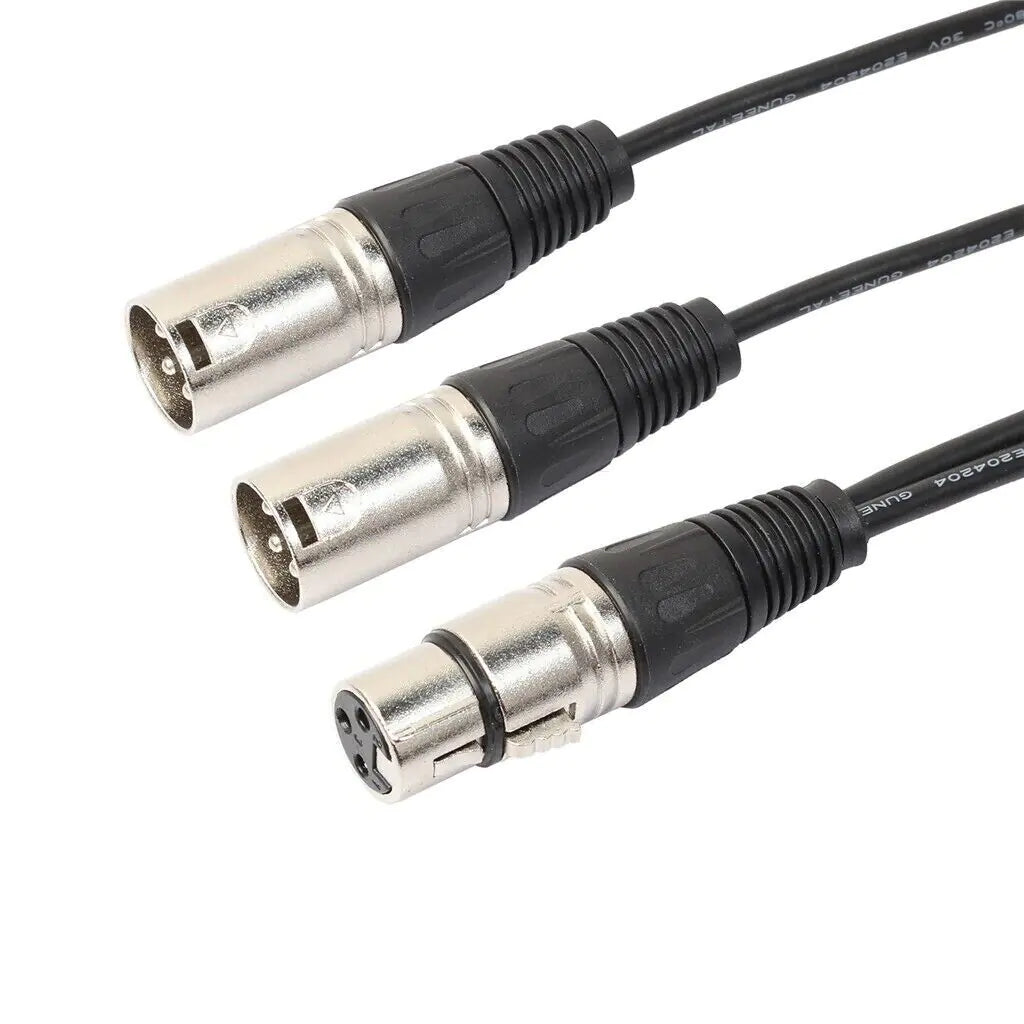 3Pin XLR Female Jack To Dual 2 Male Plug Y Splitter Cable Adapter Microphone USA by Anti Spier