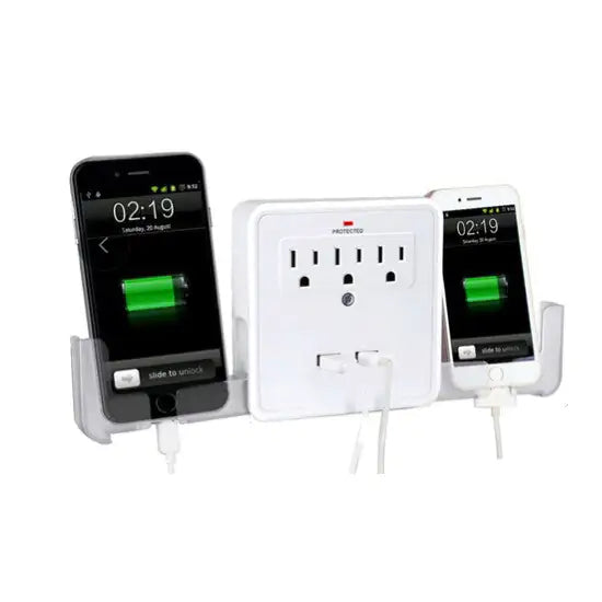 NEW! Classic Combo Wall Adapter W/3 AC Outlets W/Surge Protection And Dual USB Ports To Charge Your Gadgets by Anti Spier