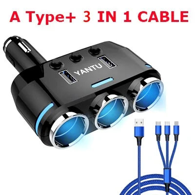 12V-24V Car splitter Cigarette Lighter Socket Plug Dual USB Charger Adapter by Anti Spier
