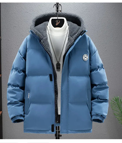 Berber Fleece Coat Cotton-padded Coat Men's Fake Two Pieces Hooded Cotton Jacket Thick Warm by Anti Spier
