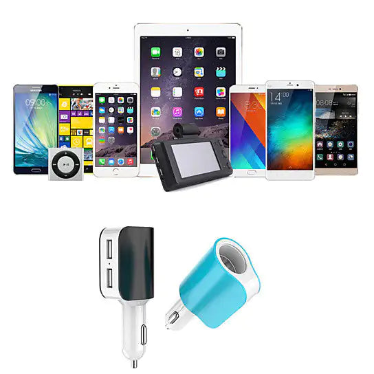 Twin Ports 3 In 1 USB Car Charger Black and White by Anti Spier