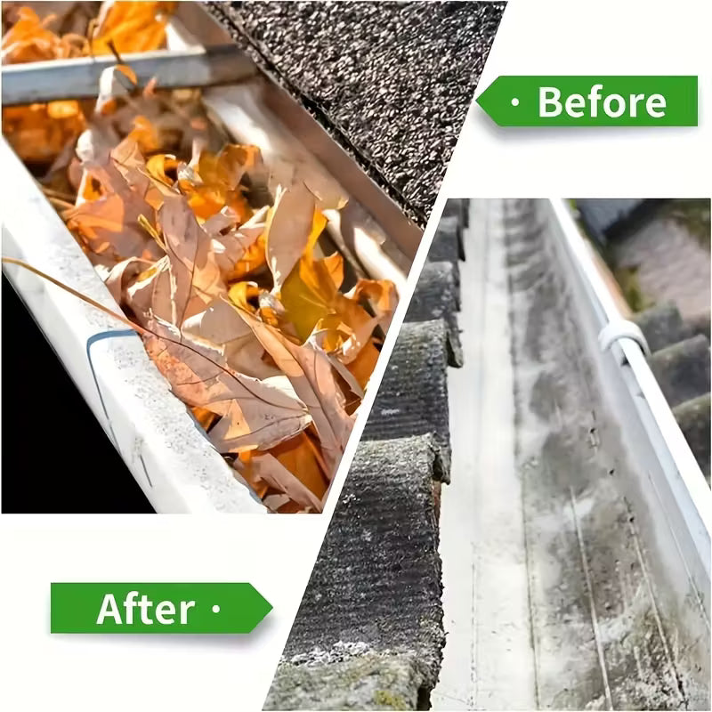 Extendable Gutter Cleaning Brush (89.8") - 7-Section Aluminum Pole, Curved Bristle Head for Roof & Yard Cleaning, Easy Reach Down to Zigzag Cleaning, No Electricity Needed, Garden Tool | Curved Brush | Durable Aluminum, Gutter Cleaning by Anti Spier