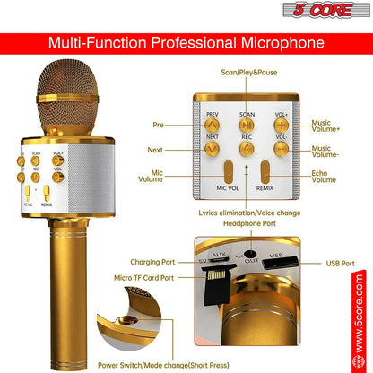 5Core Wireless Karaoke Microphone Bluetooth Mic Portable Handheld Microfonos Inalambricos by Anti Spier