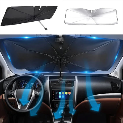 57" Car Windshield Sun Shade Foldable Umbrella Front Window Cover Visor Umbrella by Anti Spier