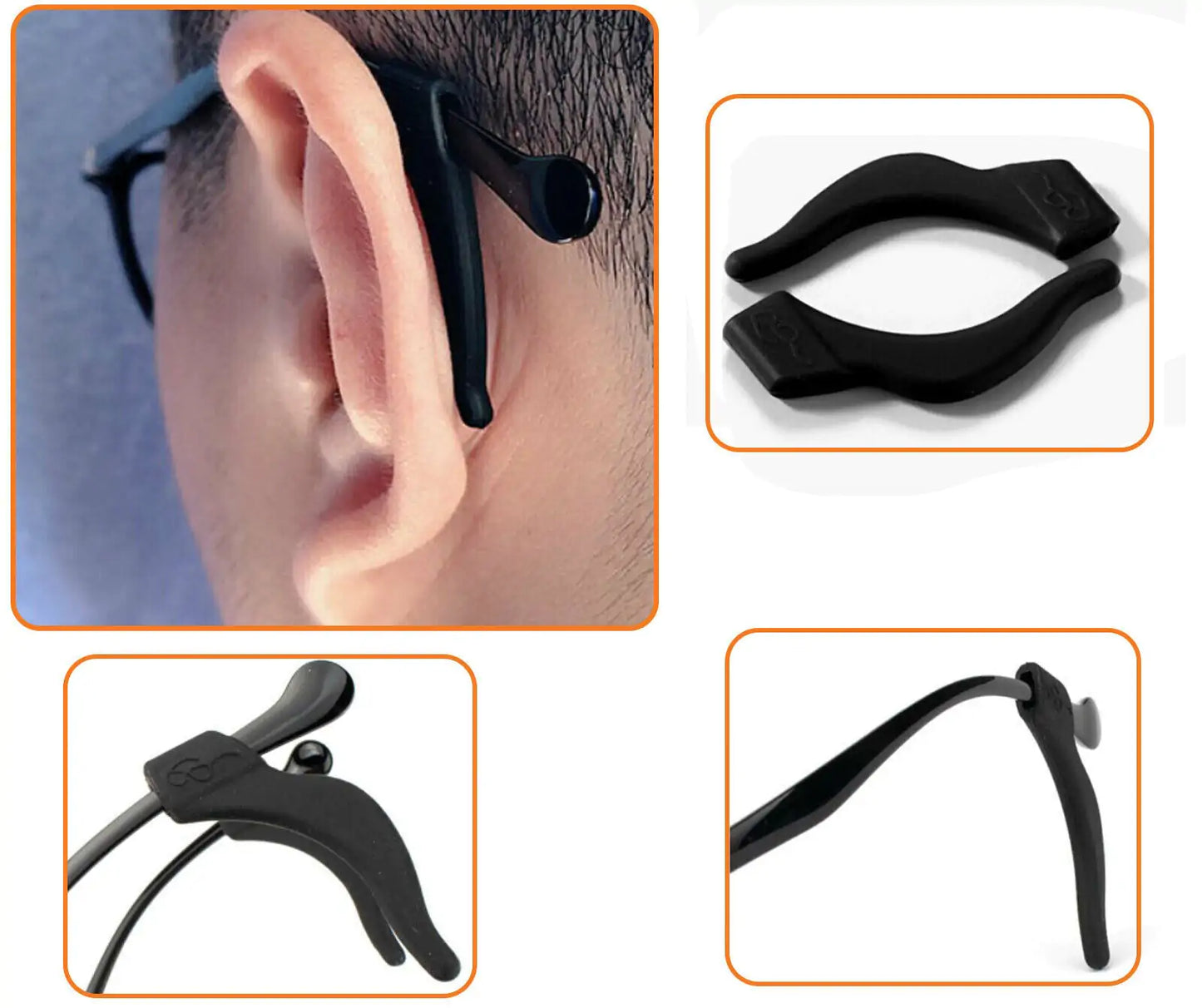 4 Pair Anti Slip Glasses Ear Hooks Tip by Anti Spier